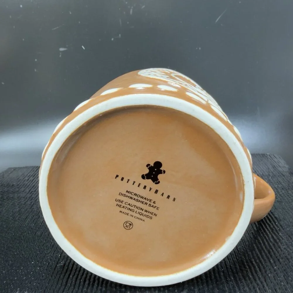 Pottery‎ Barn Gingerbread Stoneware Alphabet Letter G Mug Cup Matte Brown 15 Oz